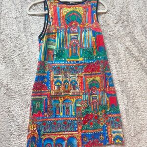 Alice + Olivia Blue Red Sheath Dress Scoop Neck Sleeveless